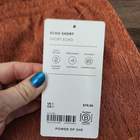 ATHLETA Echo Shorts‎ 8 Brown Athlesure Athletic Activewear Running Beach Gym - Picture 3 of 8